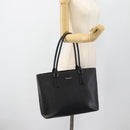 BURBERRY Tote Bag Leer Zwart Zilver Auth 182424-25