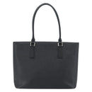 BURBERRY Tote Bag Leer Zwart Zilver Auth 182424-3
