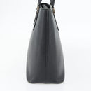 BURBERRY Tote Bag Leer Zwart Zilver Auth 182424-4
