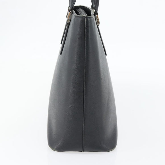BURBERRY Tote Bag Leer Zwart Zilver Auth 182424