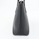 BURBERRY Tote Bag Leer Zwart Zilver Auth 182424-5