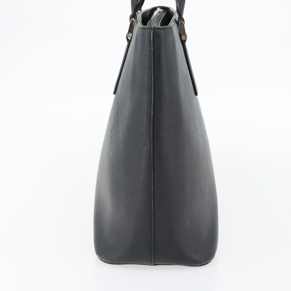 BURBERRY Tote Bag Leer Zwart Zilver Auth 182424