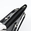 BURBERRY Tote Bag Leer Zwart Zilver Auth 182424-6