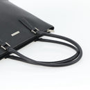 BURBERRY Tote Bag Leer Zwart Zilver Auth 182424-7