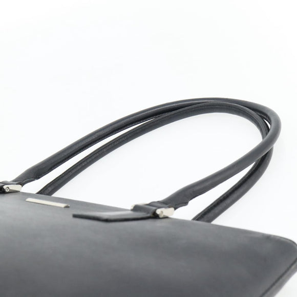 BURBERRY Tote Bag Leer Zwart Zilver Auth 182424
