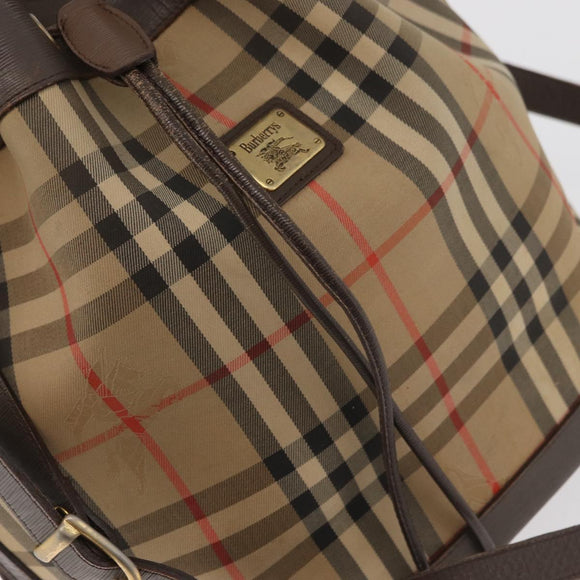 Burberrys Nova Check Portemonnee Schoudertas Canvas Beige Goud Authentiek 182425