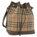 Burberrys Nova Check Portemonnee Schoudertas Canvas Beige Goud Authentiek 182425-1