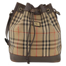 Burberrys Nova Check Portemonnee Schoudertas Canvas Beige Goud Authentiek 182425-13
