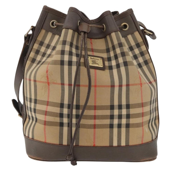 Burberrys Nova Check Portemonnee Schoudertas Canvas Beige Goud Authentiek 182425