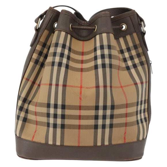 Burberrys Nova Check Portemonnee Schoudertas Canvas Beige Goud Authentiek 182425