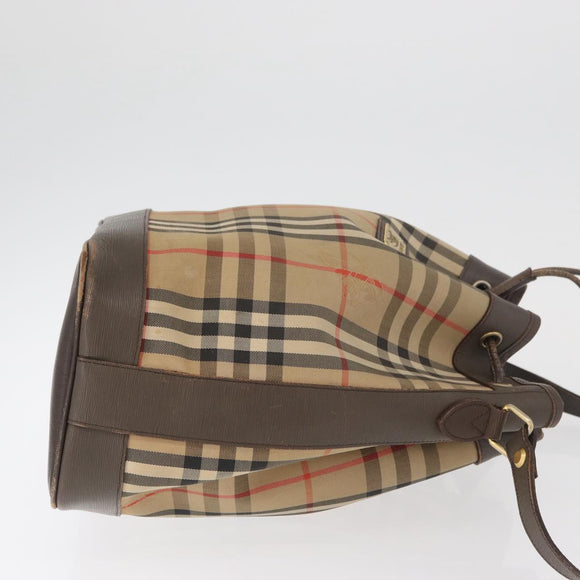 Burberrys Nova Check Portemonnee Schoudertas Canvas Beige Goud Authentiek 182425