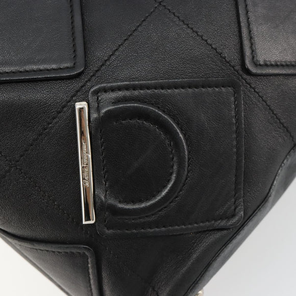 Salvatore Ferragamo Handtasche Leder Schwarz Silber Original 182426