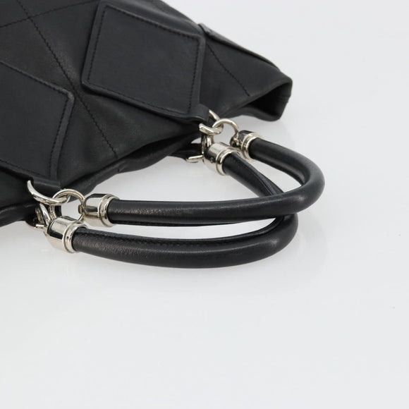 Salvatore Ferragamo Handtasche Leder Schwarz Silber Original 182426