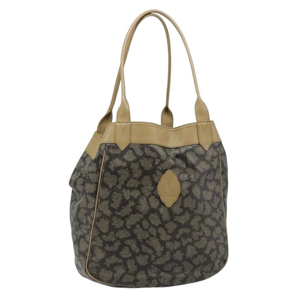 SAINT LAURENT Tote Bag PVC Canvas Brown Auth 182427