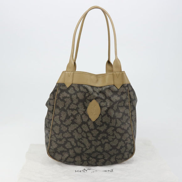 SAINT LAURENT Tote Bag PVC Canvas Brown Auth 182427