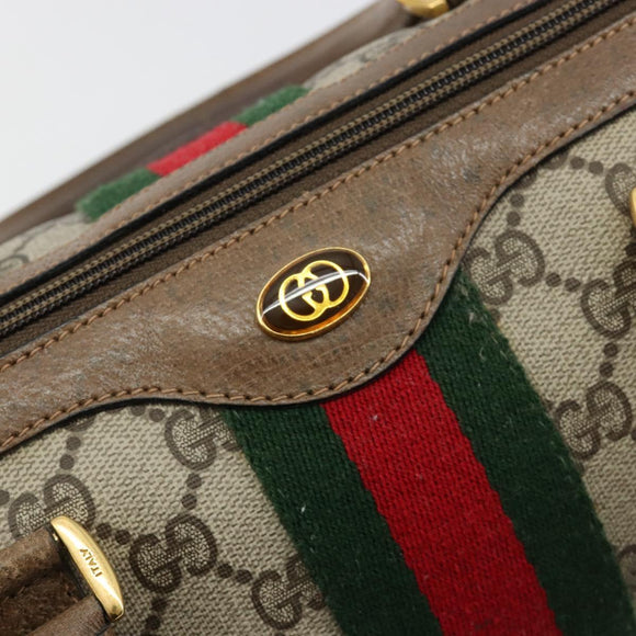 GUCCI GG Supreme Mini Web Sherry Line Bag PVC Beige Gold 39 02 007 Auth 182431