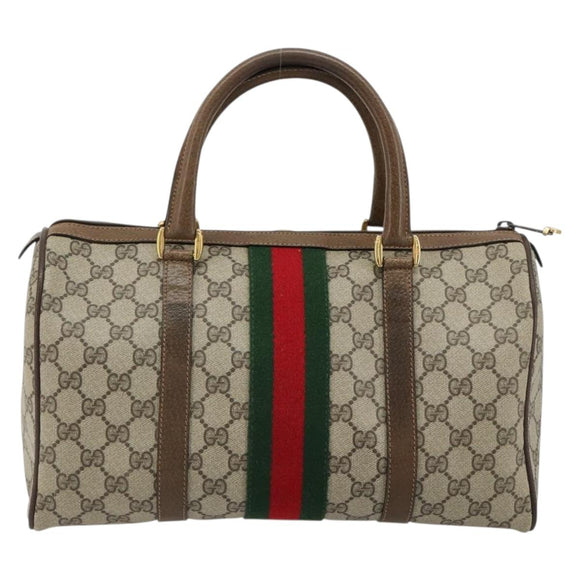 GUCCI GG Supreme Mini Web Sherry Line Bag PVC Beige Gold 39 02 007 Auth 182431