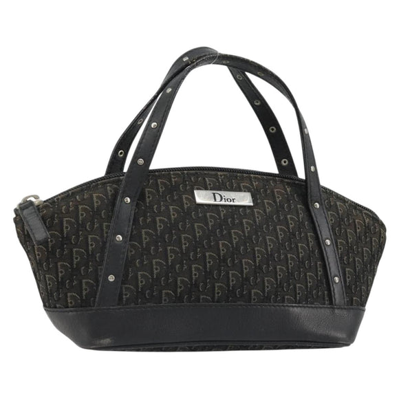 Christian Dior Street Chic Mini Trotter Canvas Bag Brown Silver Auth 182435A