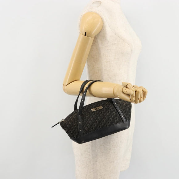 Christian Dior Street Chic Mini Trotter Canvas Bag Brown Silver Auth 182435A