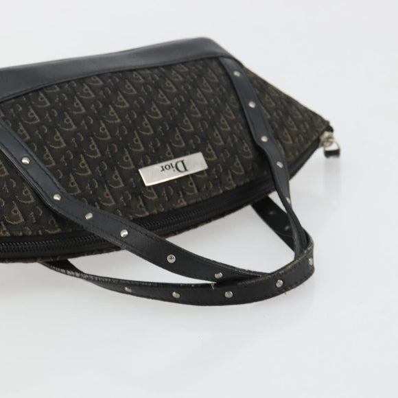 Christian Dior Street Chic Mini Trotter Canvas Bag Brown Silver Auth 182435A