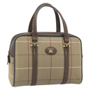 Burberrys Nova Check Boston Bag Canvas Beige Gold Auth 182436-1