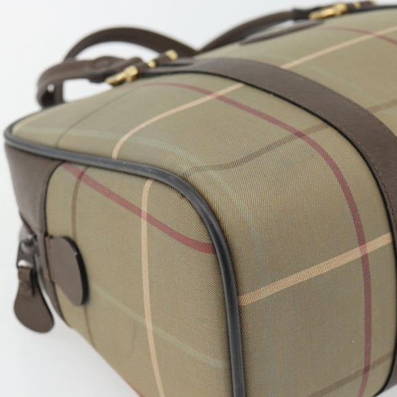 Burberrys Nova Check Boston Bag Canvas Beige Gold Auth 182436