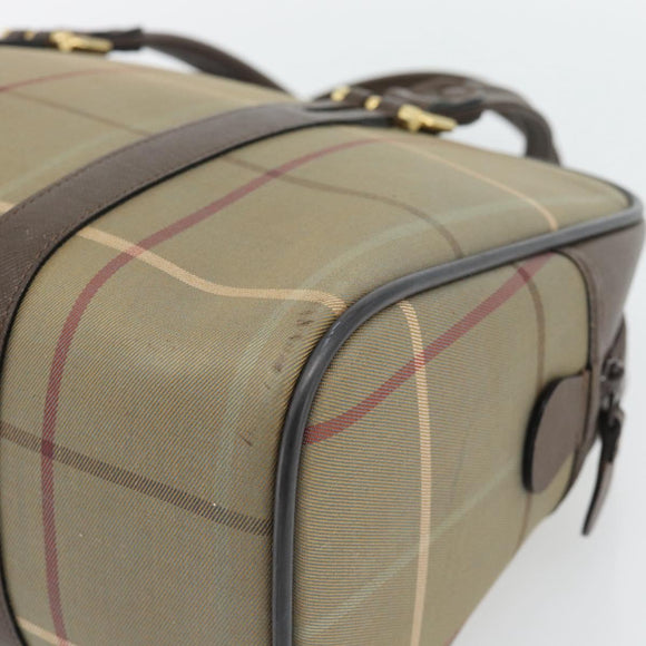 Burberrys Nova Check Boston Bag Canvas Beige Gold Auth 182436