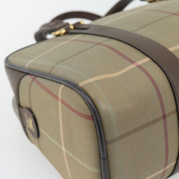 Burberrys Nova Check Boston Bag Canvas Beige Gold Auth 182436