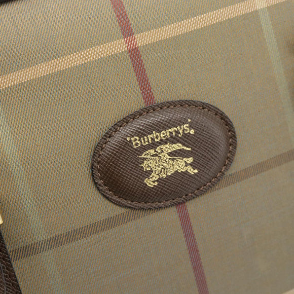 Burberrys Nova Check Boston Bag Canvas Beige Gold Auth 182436