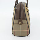 Burberrys Nova Check Boston Bag Canvas Beige Gold Auth 182436-4