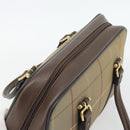 Burberrys Nova Check Boston Bag Canvas Beige Gold Auth 182436-6