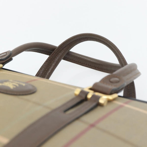 Burberrys Nova Check Boston Bag Canvas Beige Gold Auth 182436