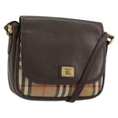 Burberrys Nova Check Shoulder Bag Canvas Leather Beige Gold Auth 182438-1