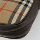 Burberrys Nova Check Shoulder Bag Canvas Leather Beige Gold Auth 182438-12