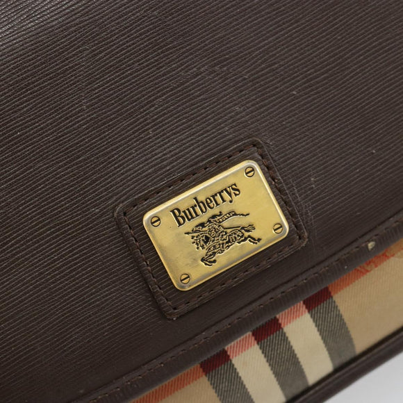 Burberrys Nova Check Shoulder Bag Canvas Leather Beige Gold Auth 182438
