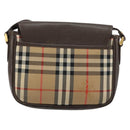 Burberrys Nova Check Shoulder Bag Canvas Leather Beige Gold Auth 182438-3