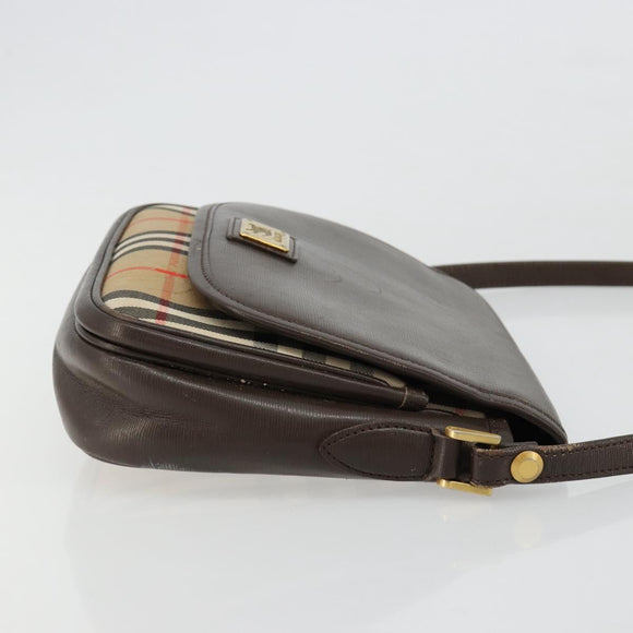 Burberrys Nova Check Shoulder Bag Canvas Leather Beige Gold Auth 182438