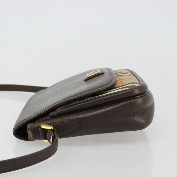 Burberrys Nova Check Shoulder Bag Canvas Leather Beige Gold Auth 182438