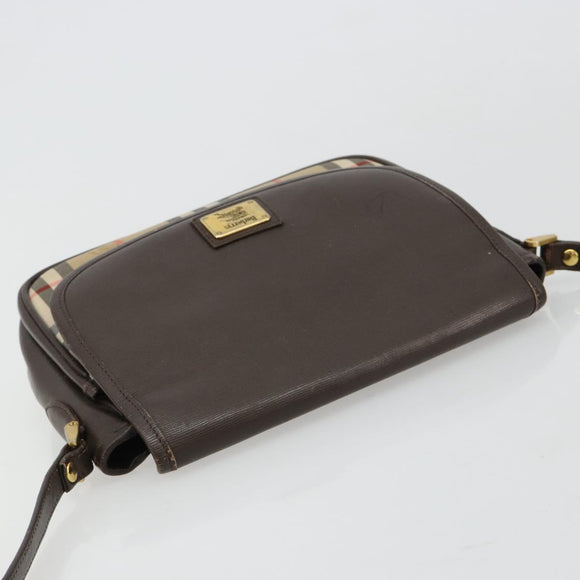 Burberrys Nova Check Shoulder Bag Canvas Leather Beige Gold Auth 182438