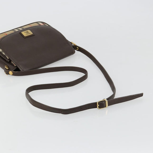 Burberrys Nova Check Shoulder Bag Canvas Leather Beige Gold Auth 182438