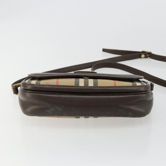 Burberrys Nova Check Shoulder Bag Canvas Leather Beige Gold Auth 182438