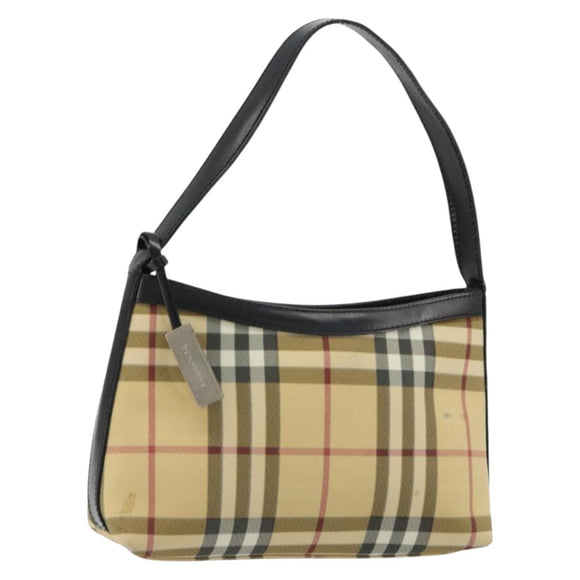 BURBERRY Nova Check Schoudertas PVC Beige Auth 182439