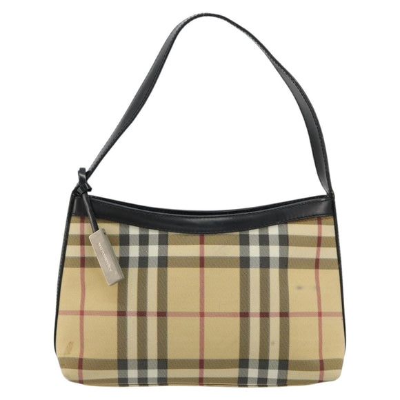BURBERRY Nova Check Schoudertas PVC Beige Auth 182439