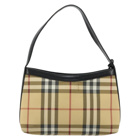 BURBERRY Nova Check Schoudertas PVC Beige Auth 182439