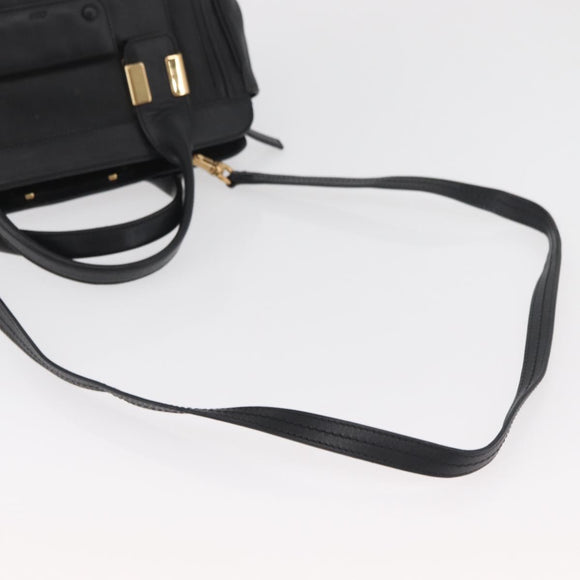 Chloe Alice Hand Bag Leather 2way Black Gold Auth 182441