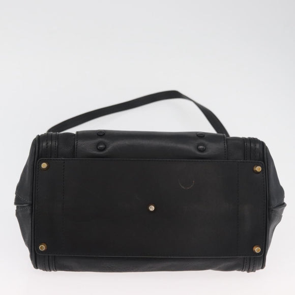 Chloe Alice Hand Bag Leather 2way Black Gold Auth 182441