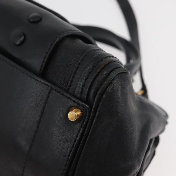 Chloe Alice Hand Bag Leather 2way Black Gold Auth 182441