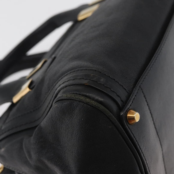 Chloe Alice Hand Bag Leather 2way Black Gold Auth 182441