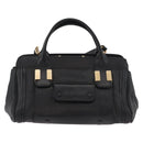Chloe Alice Hand Bag Leather 2way Black Gold Auth 182441-13