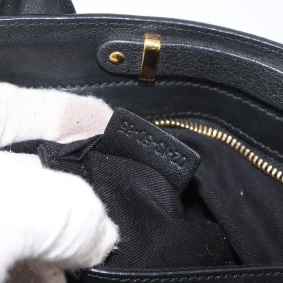 Chloe Alice Hand Bag Leather 2way Black Gold Auth 182441